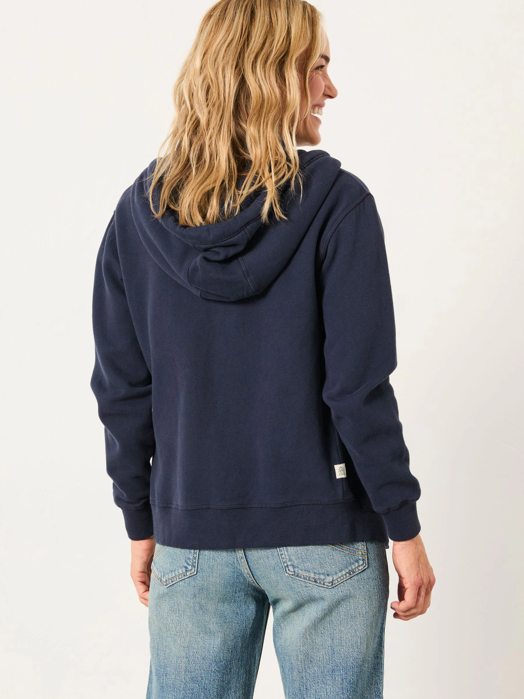 Marineblauw - FatFace hoodie met doorlopende rits