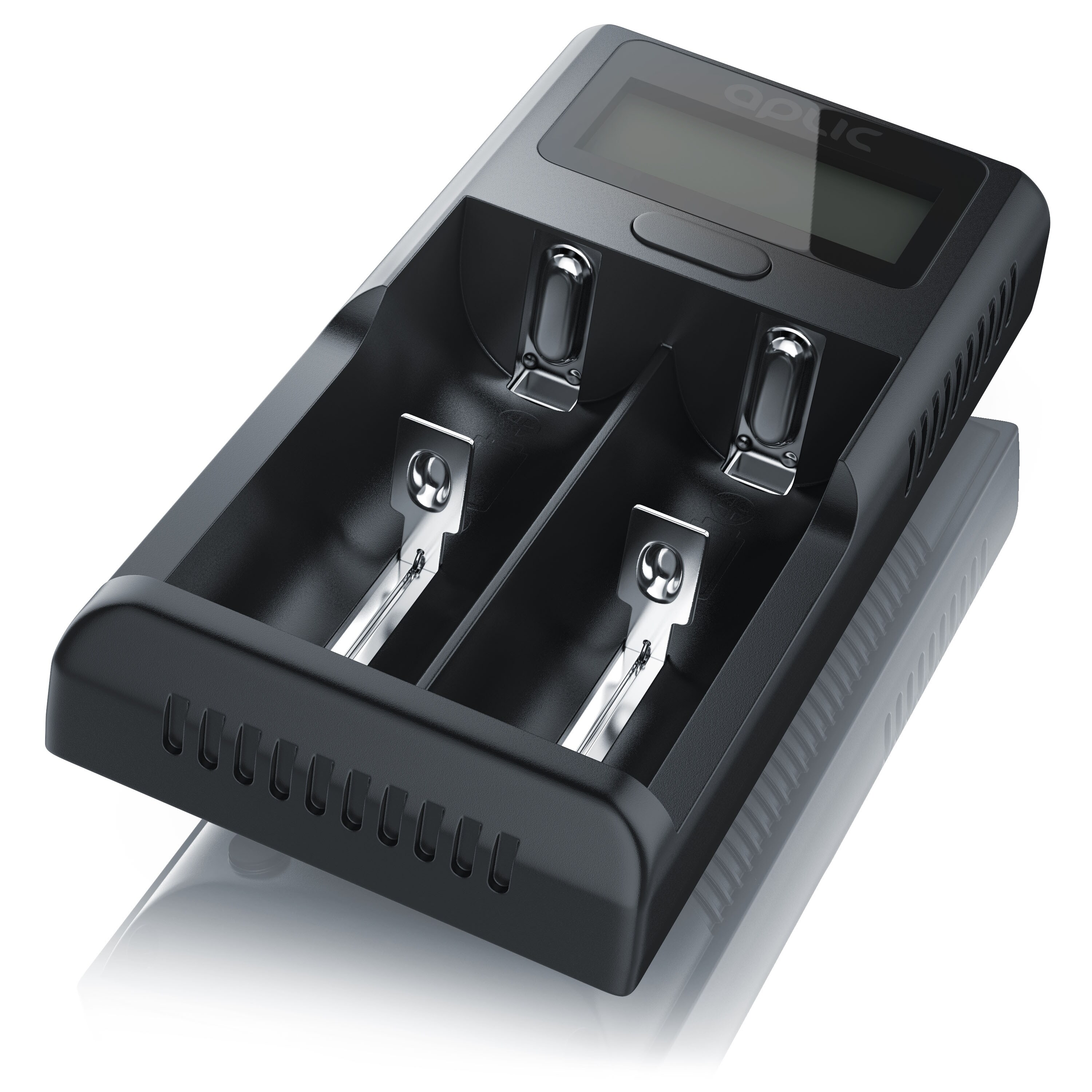 Aplic Batterie-Ladegerät 2000 mA, USB, LCD Display, für wiederaufladbare 3,7V + 3,6V Li-Ion Akkus