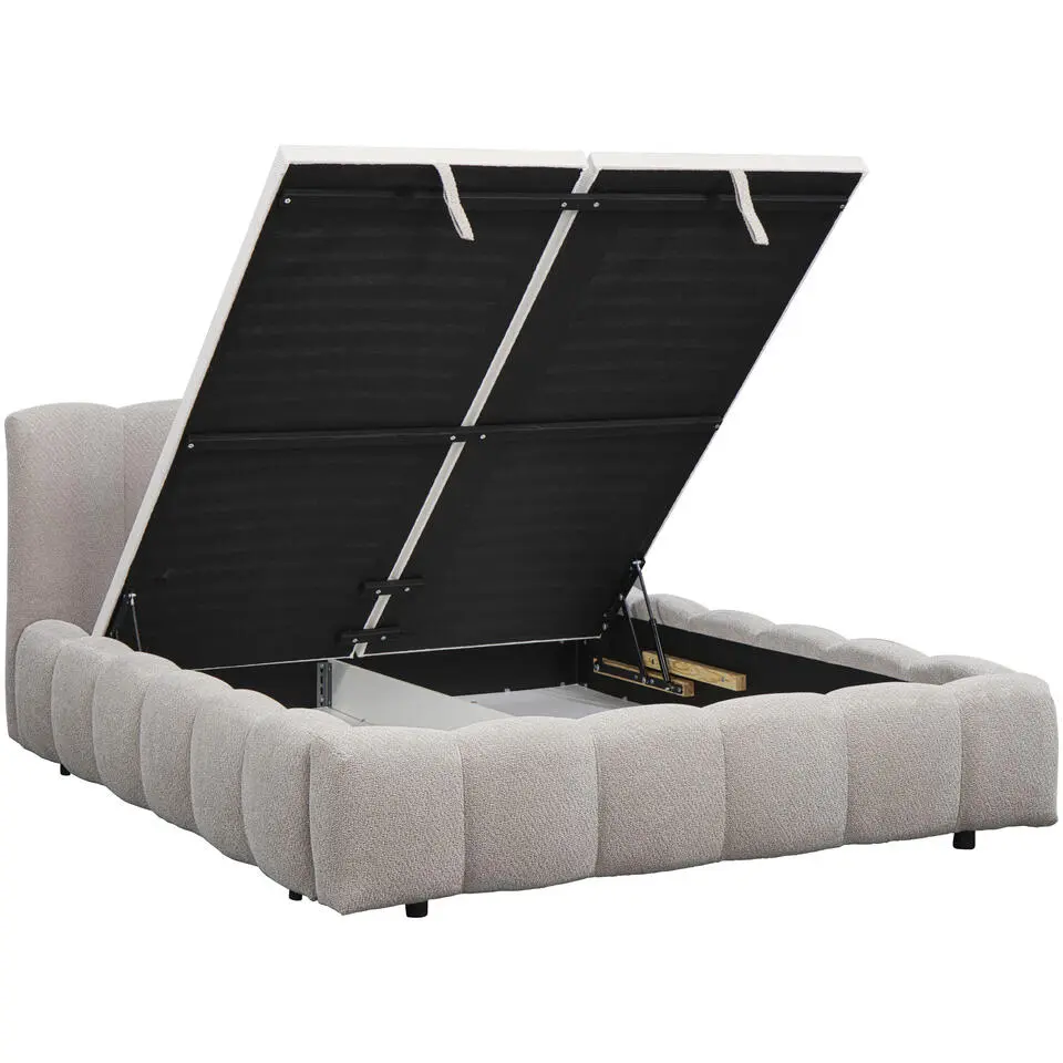Bed Maudy met opbergruimte - lichtgrijs - 140x200 cm