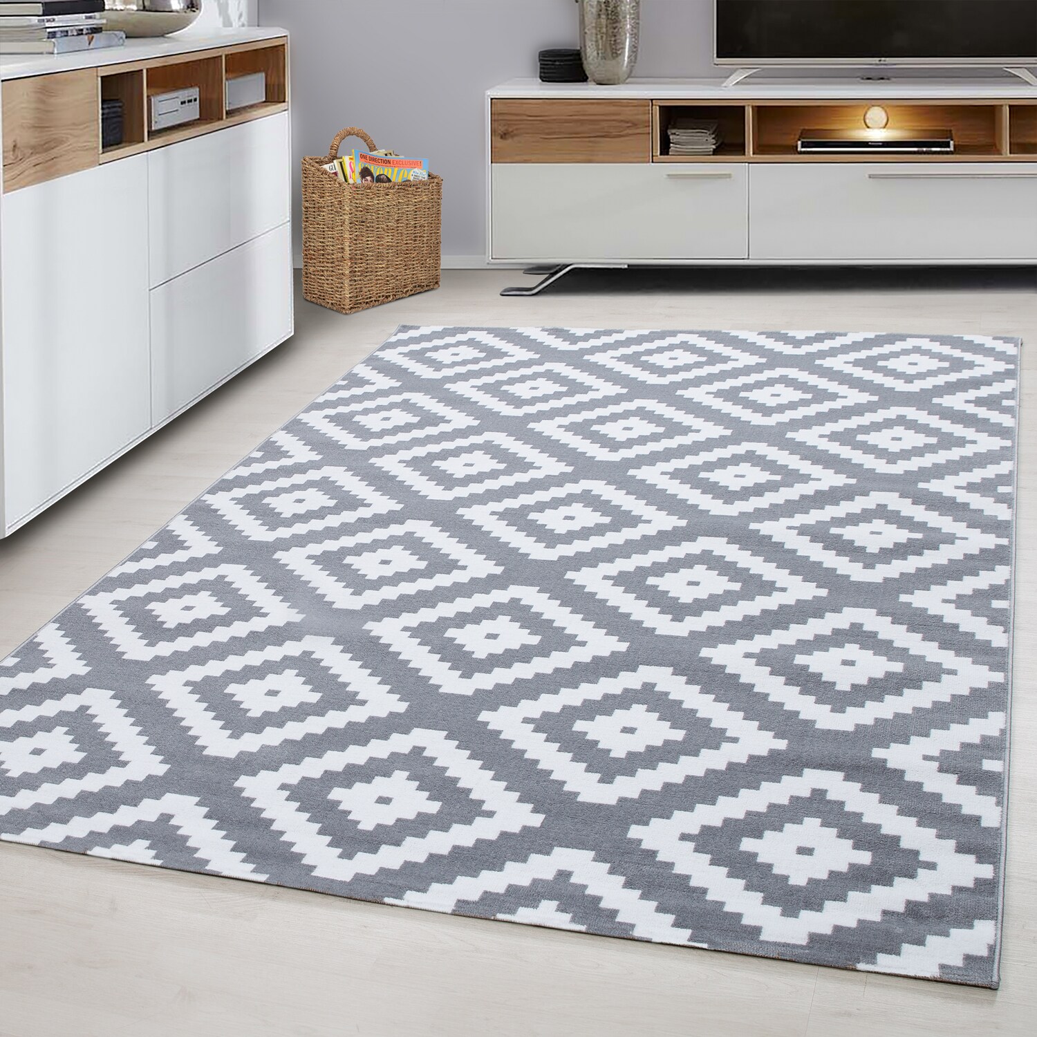 Wunderschöne Designer Teppich Modern Wohnzimmer Raute Design Karo Muster