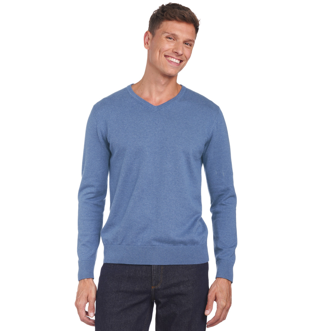 VanVaan Herren Feinstrickpullover mit V-Ausschnitt hellblau