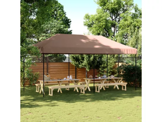 Tente de réception pliable escamotable marron 580x292x315 cm