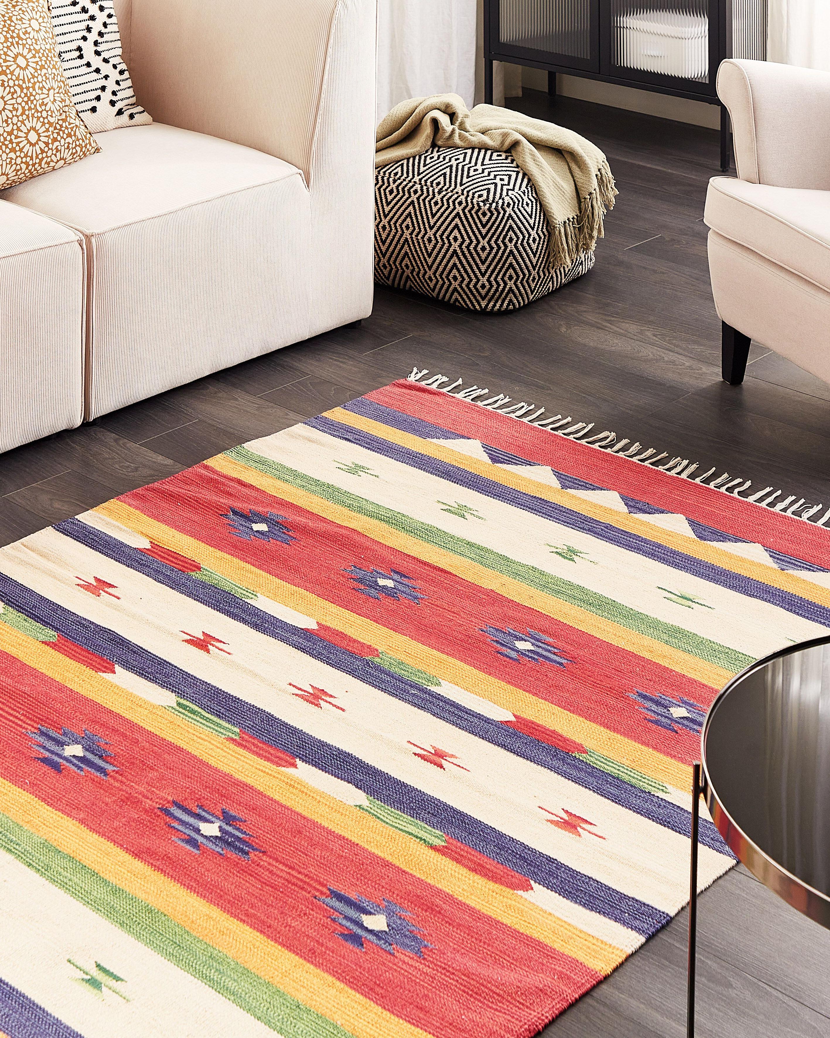 Vloerkleed ALAPARS Meerkleurig 140 x 200 cm Katoen Kelim