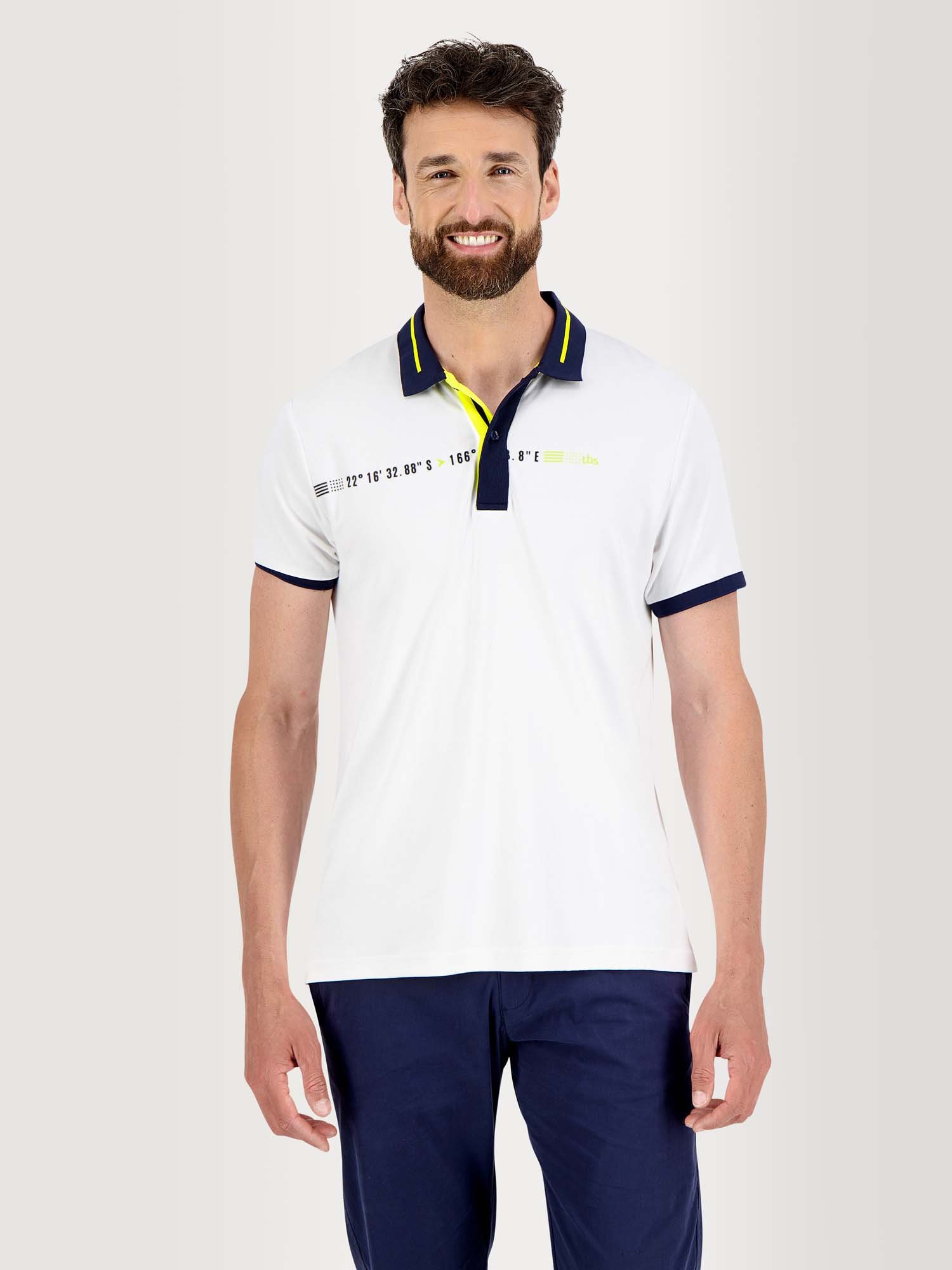 Polo Homme Manches Courtes Jersey Coton Blanc
