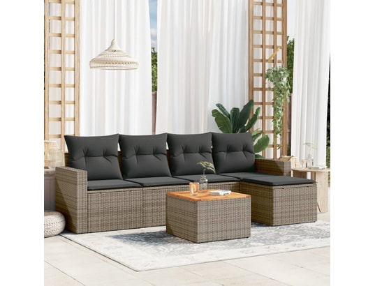 VIDAXL - Salon extérieur Salon de jardin 6 pcs avec coussins gris résine tressée