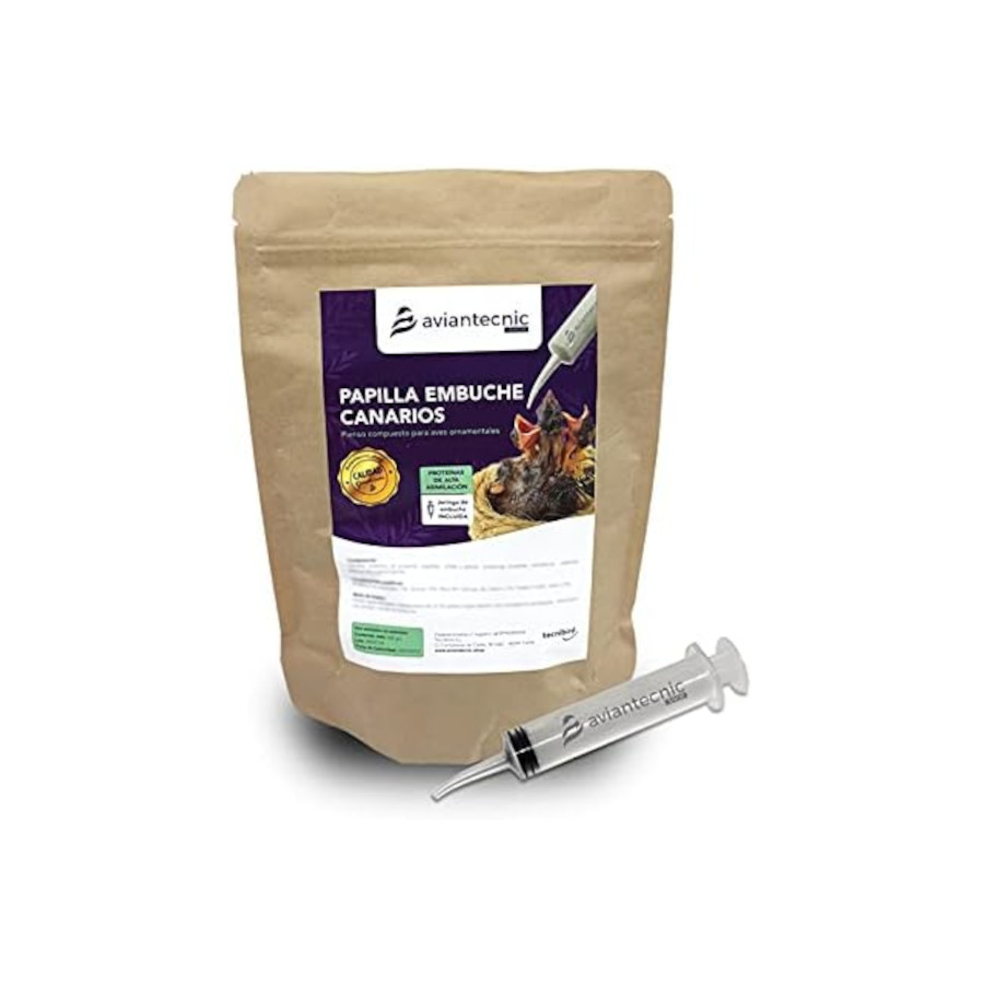 Ração manual para canário de 1 kg com seringa para alimentação manual incluída.