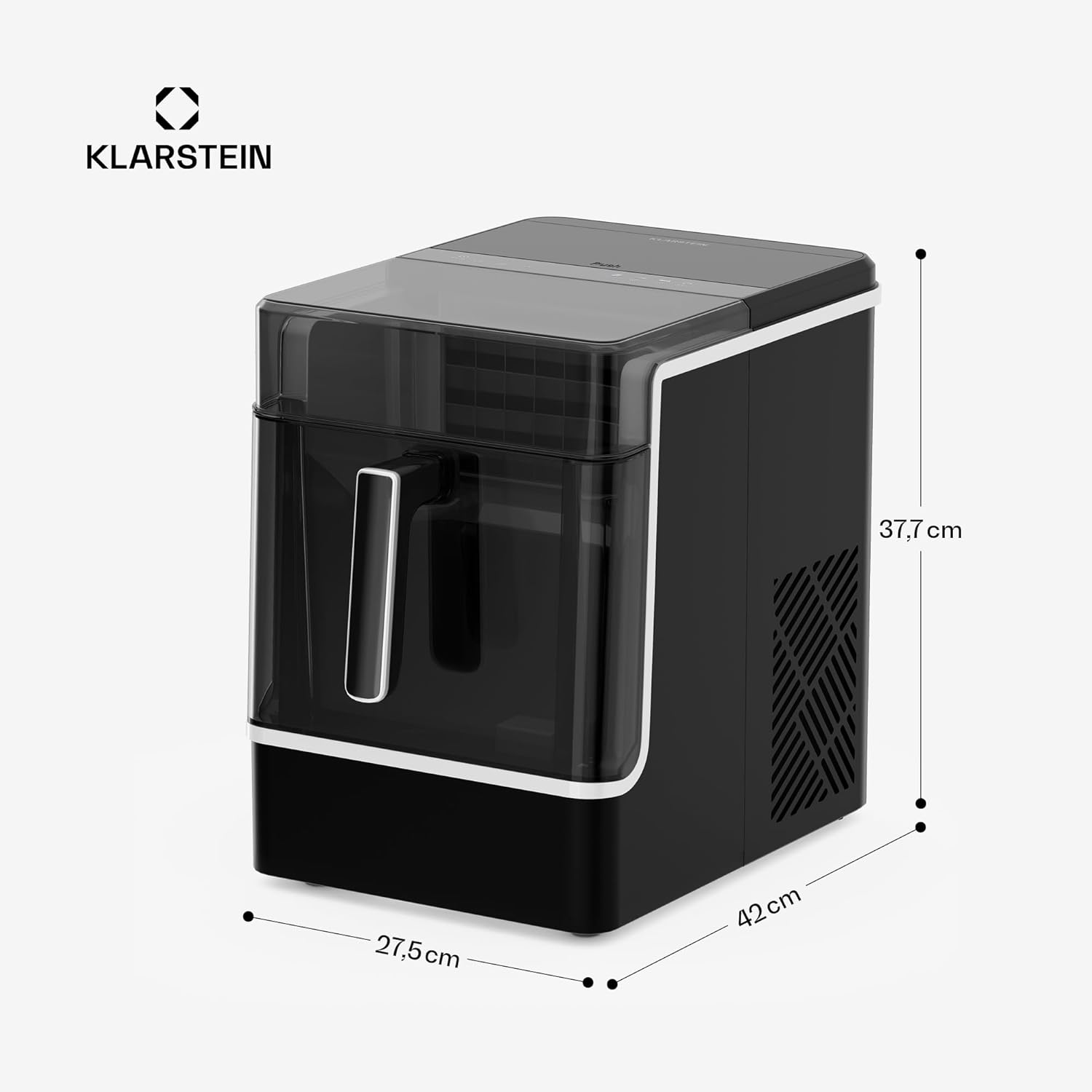 Klarstein Eiswürfelmaschine - 23 kg/24 h, 32 Eiswürfel/Zyklus, Automatische Reinigung, 2 kg Wassertank, Edelstahl, Intuitive Steuerung, Ideal Für Partys & Heiße Tage, Schwarz