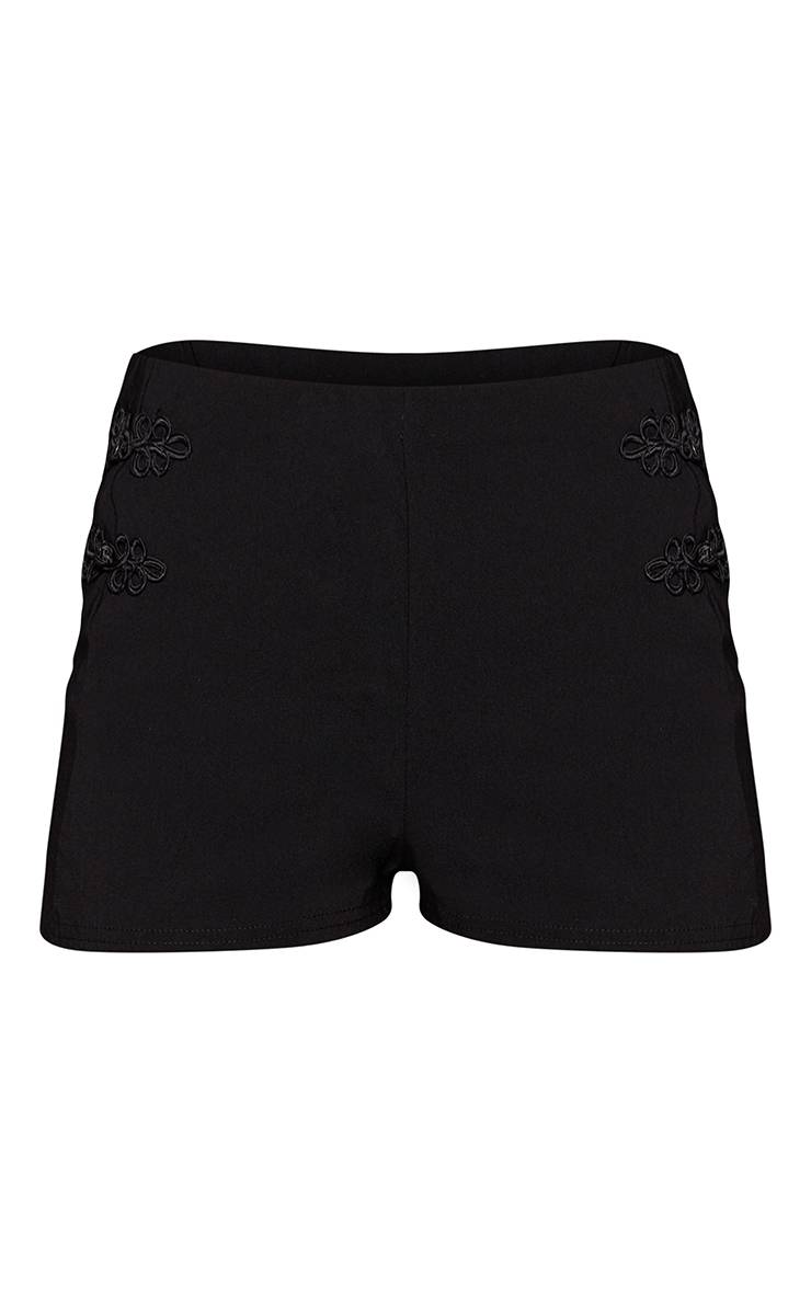 Noir Short Ultra-court En Tissu Stretch Avec Détail De Finition Tissé