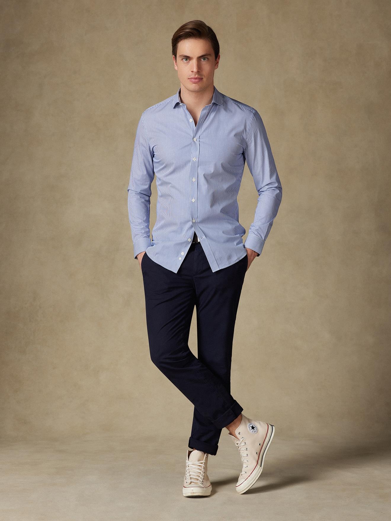 Chemise Menthon à rayures marine