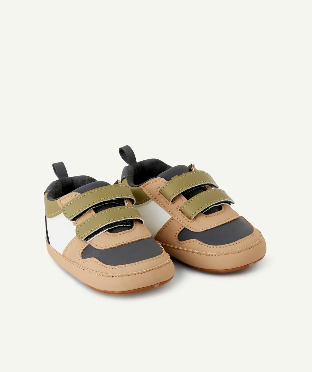 CHAUSSONS STYLE BASKETS BÉBÉ GARÇON KAKI ET MARRON