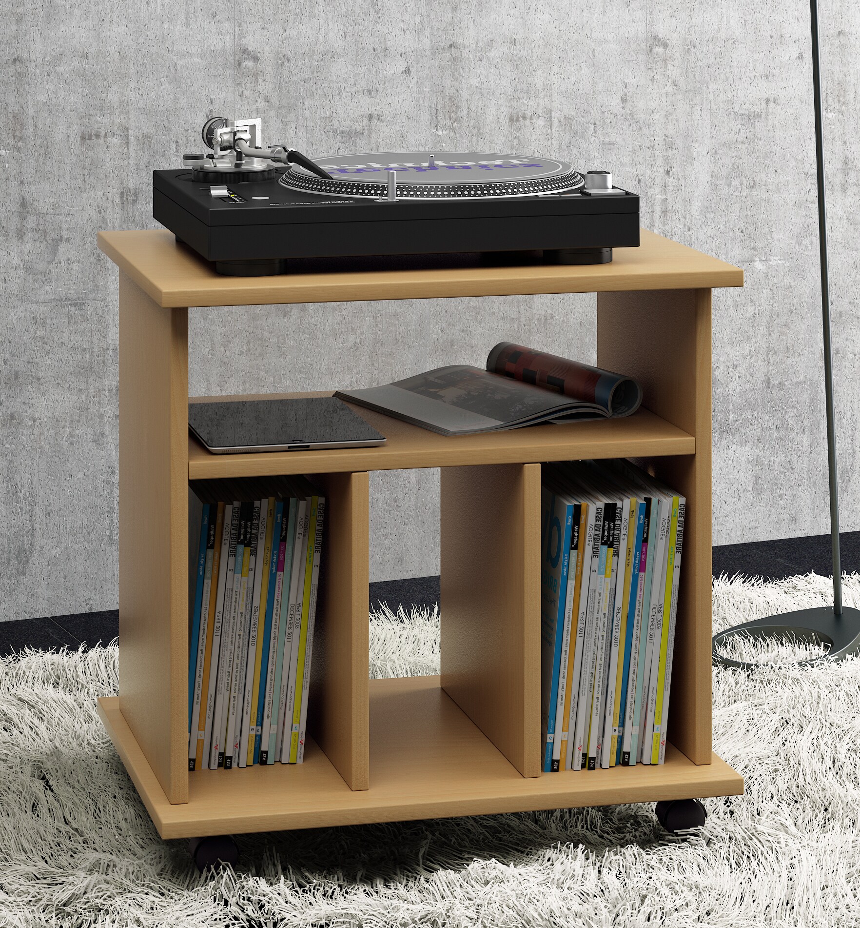 VCM Holz Beistelltisch Couchtisch Sofatisch Rollen rollbar Kaffeetisch Tabina
