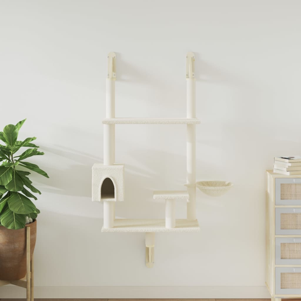 Arranhador de parede para gatos vidaXL, cor creme, 153 cm