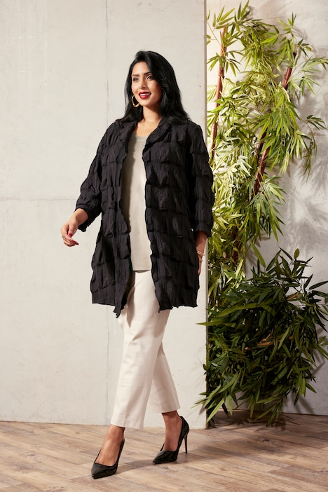 Jacke, 3D Struktur, A-Linie, V-Ausschnitt, 3/4-Arm