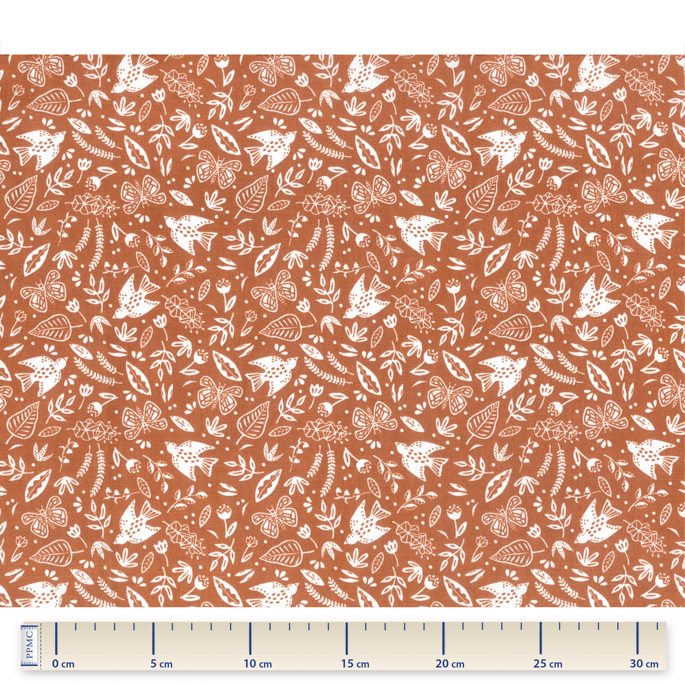Tissu Coton Au Mètre Papillon Terracotta Ex1096