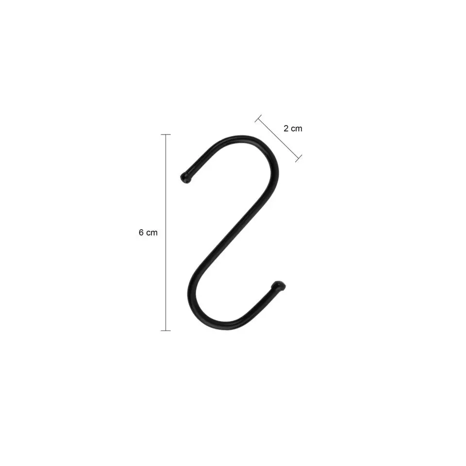 QUVIO Ophanghaken - RVS - zwart - S - 6,5 cm (h) - 10 stuks