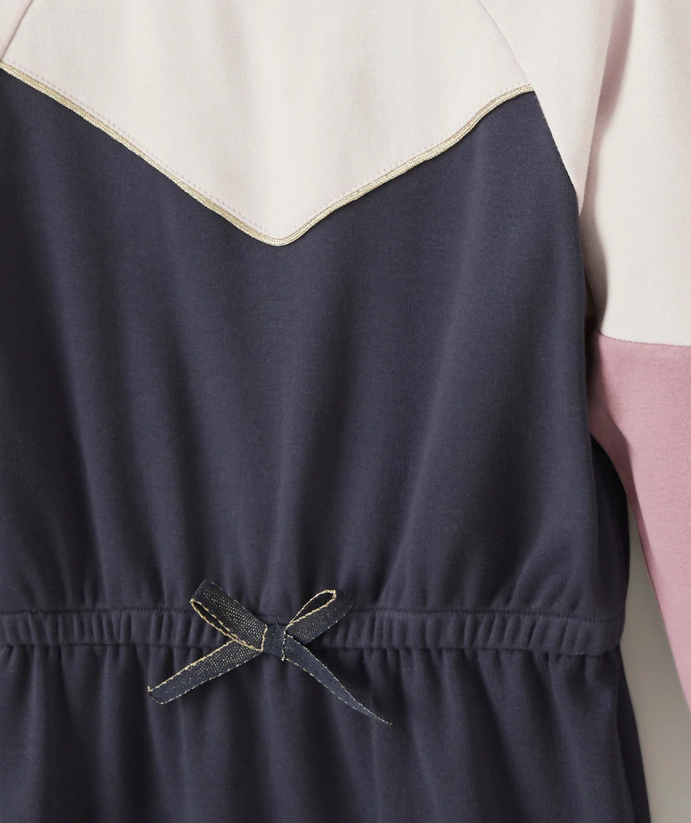 ROBE FILLE COLORBLOCK VIOLET ET BLEU MARINE
