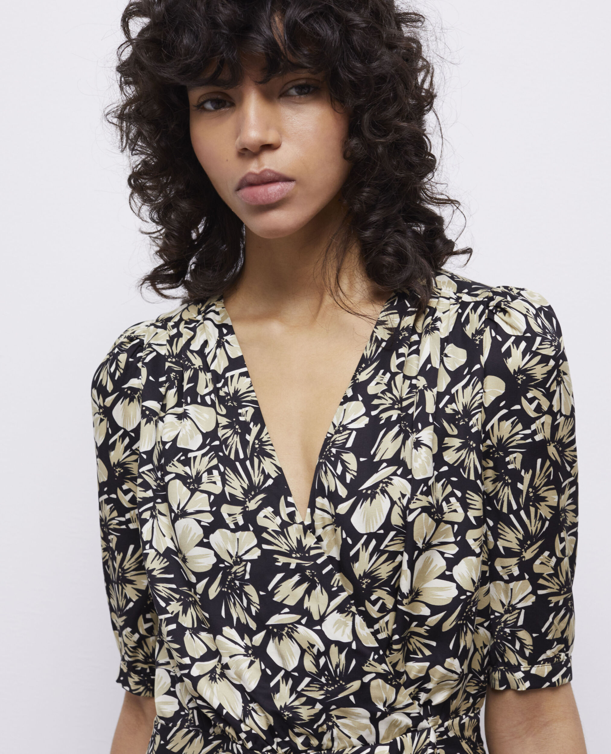 Robe portefeuille courte imprimée
