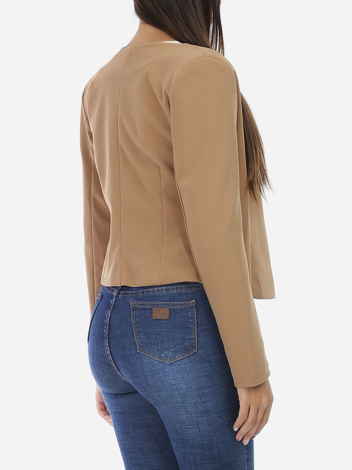 Veste courte sans col- Camel