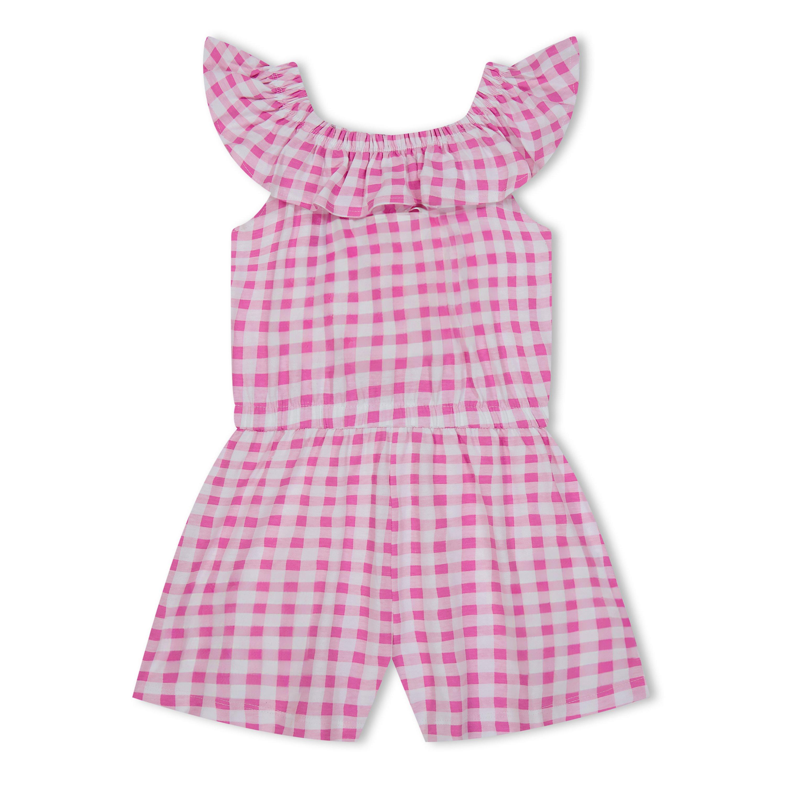 Character Girls Barbie Gingham Frill Detail Playsuit