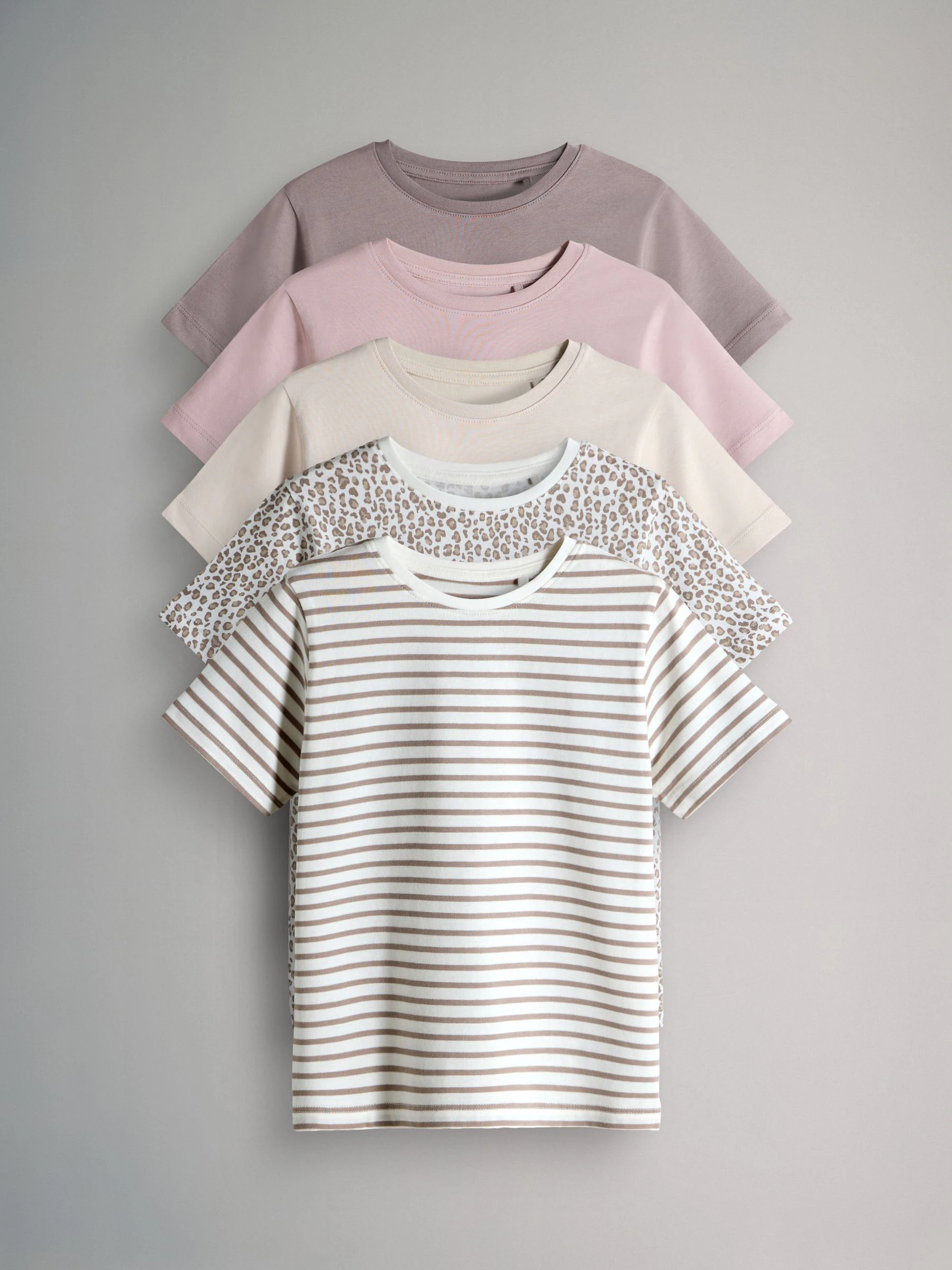 Roze/wit - The Set 5 Pack Regular Short Sleeve Cotton T-Shirts