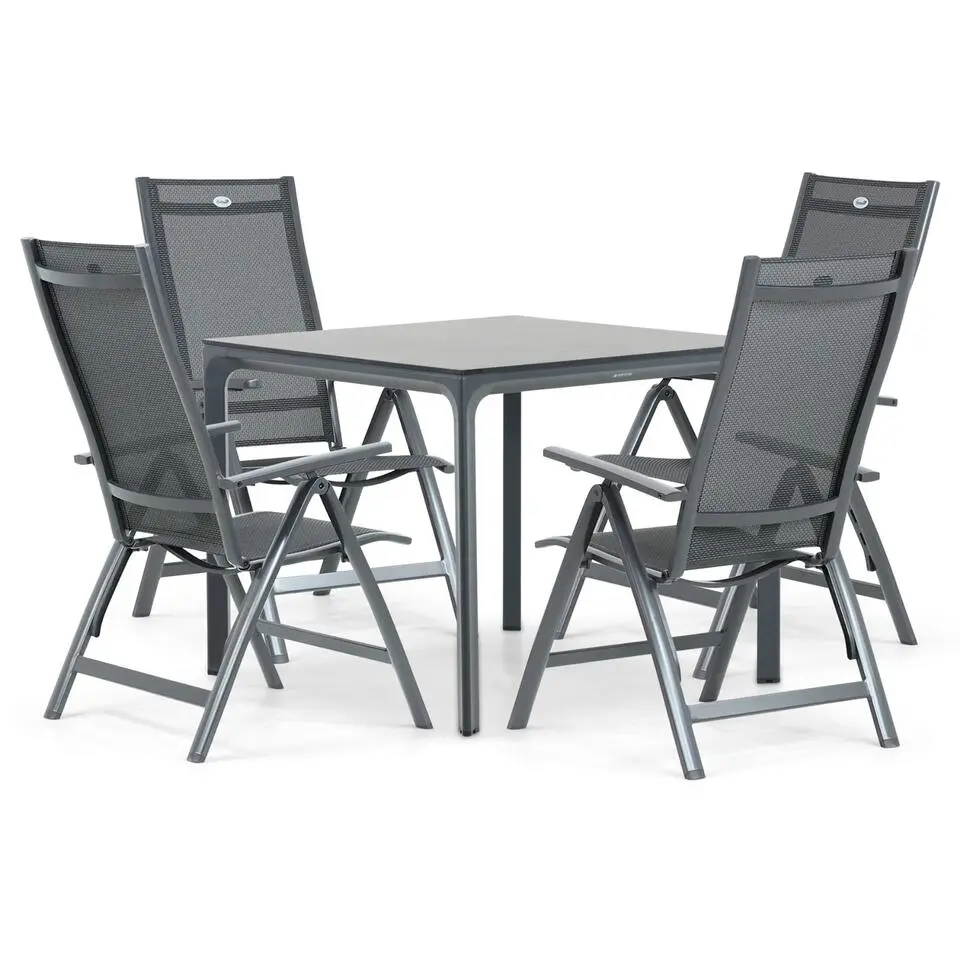 Tuinset 4 personen 90 cm Aluminium/textileen Grijs Hartman Royal