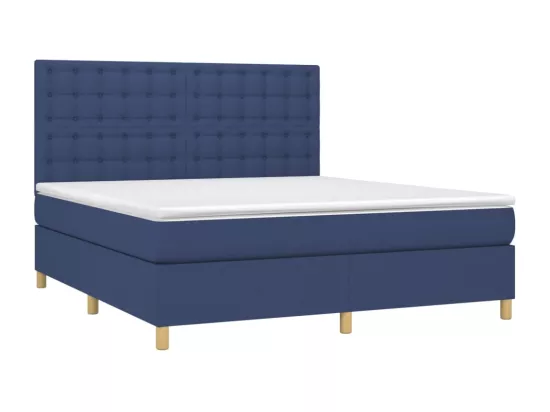 Sommier tapissier avec matelas et LED Bleu 160x200 cm Tissu