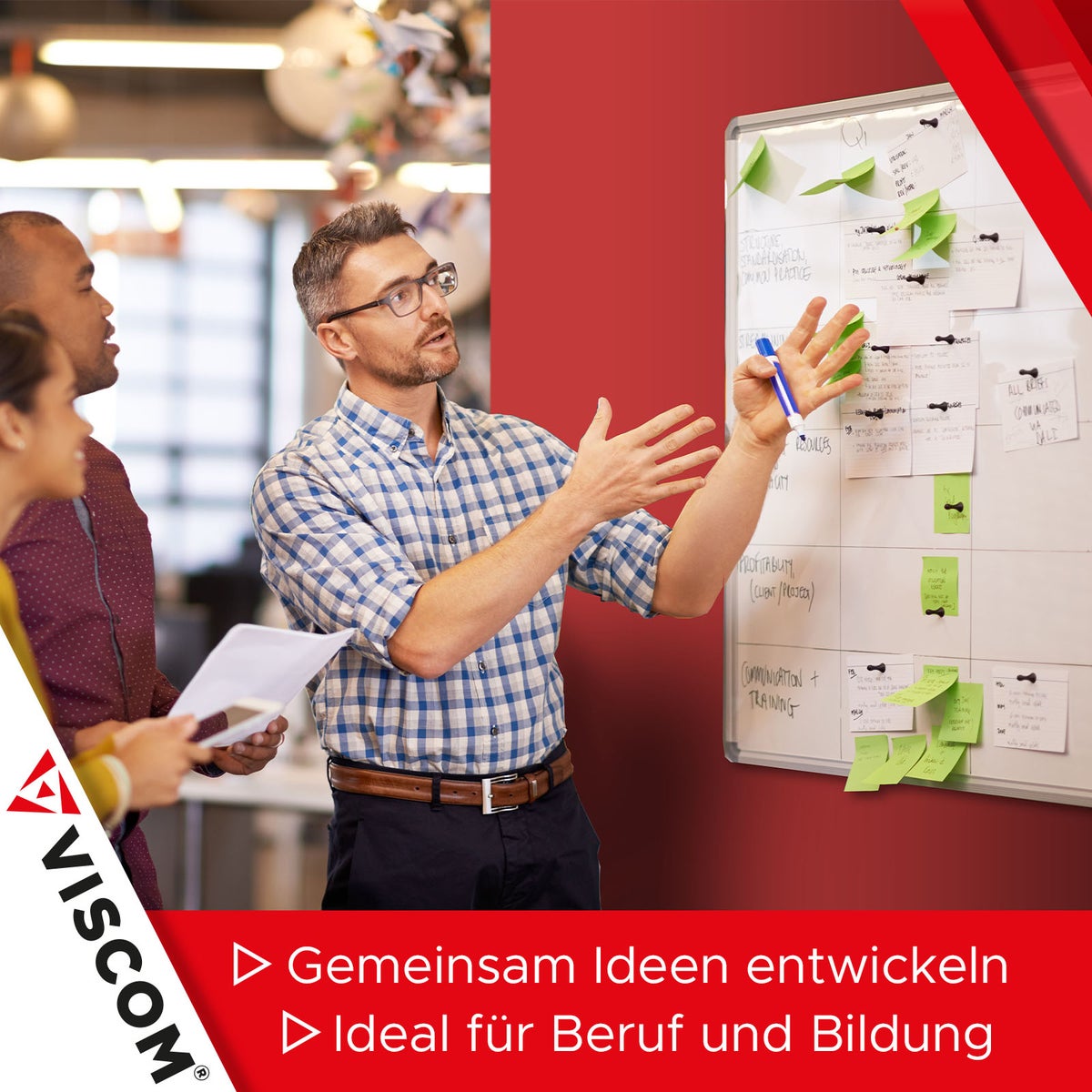 VISCOM Magnetisch Whiteboard - 100 x 150 cm - Magnetisch Bord voor Kantoor & Thuis - Krasbestendig & Beschrijfbaar Magneetwand - met Aluminium Frame - voor Portret en Landschap Formaat