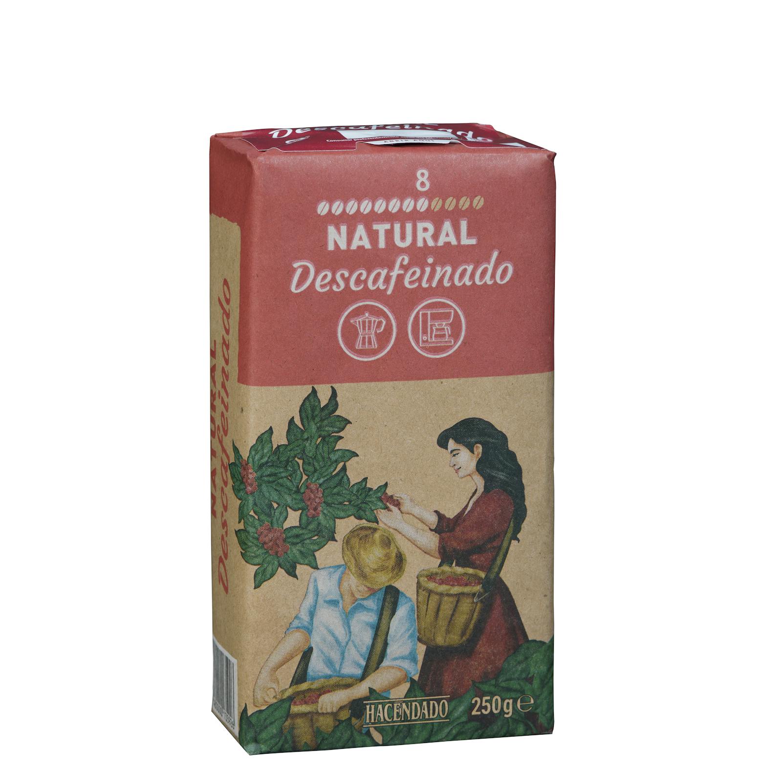 Café moulu décaféiné naturel Hacendado