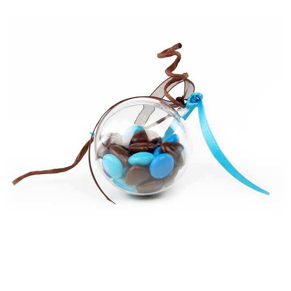 Les dragées petits coeurs turquoises au chocolat au lait