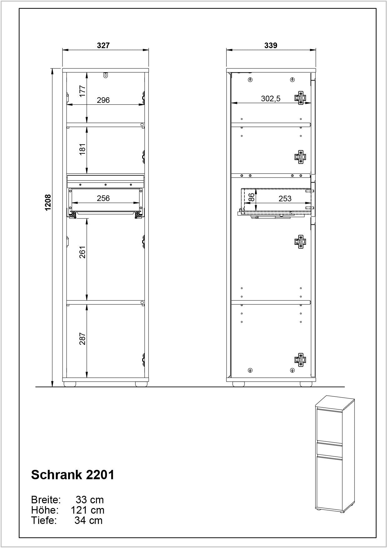 Germania Lemont Steengrijs Badkamerkast Slim H121 cm