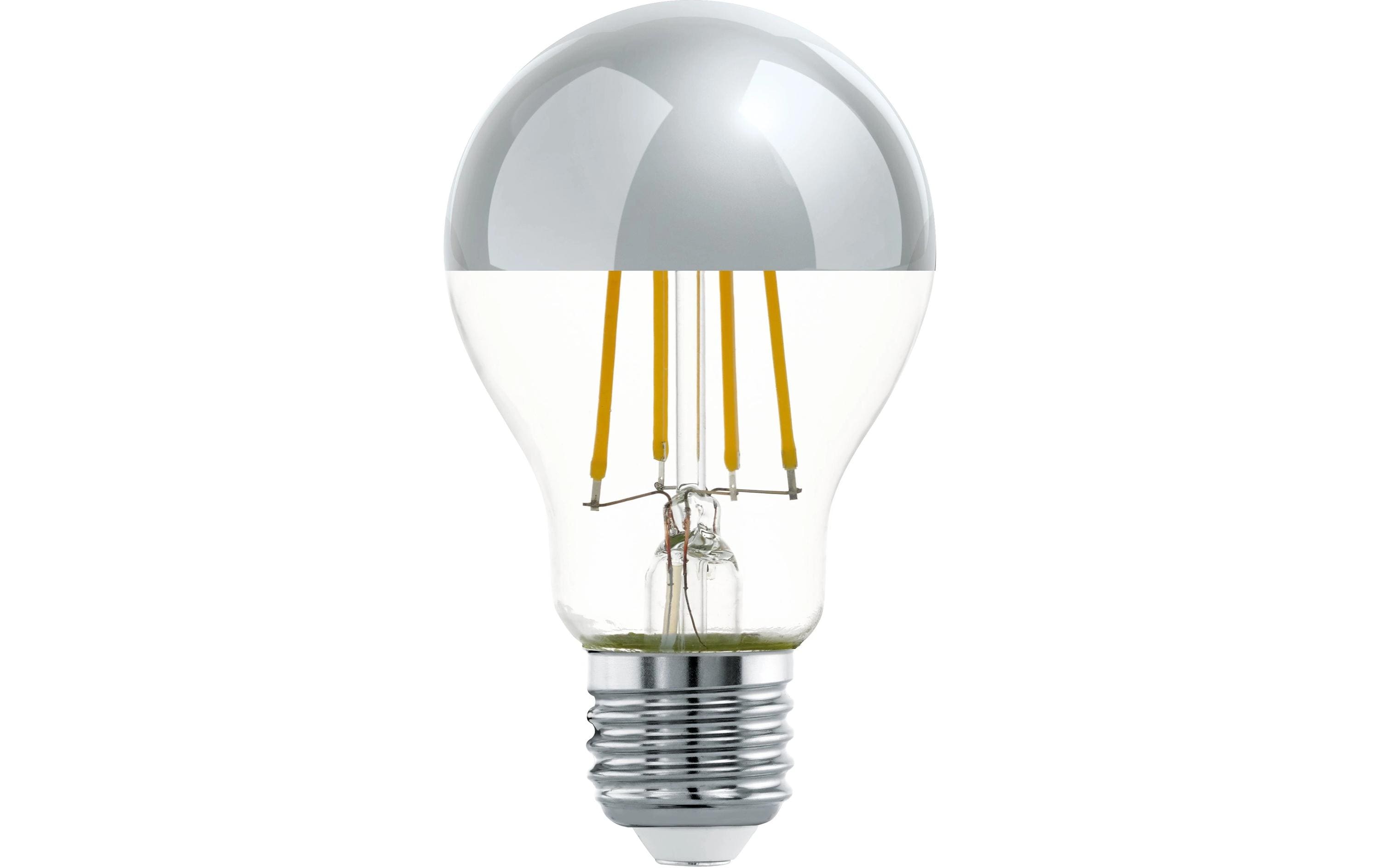 Lampe 7.3 W E27 WarmweissFilament LED-Glühbirne mit silber verspiegelte Kolbenkuppe