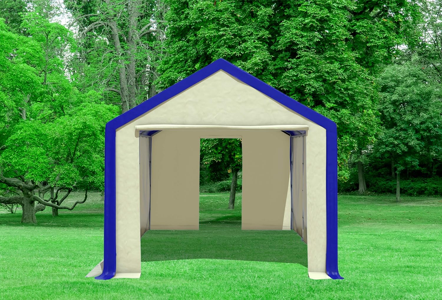 Partyzelt 3x6m Modular Professional PVC 500 g/m² ohne Fenster BLAU BEIGE