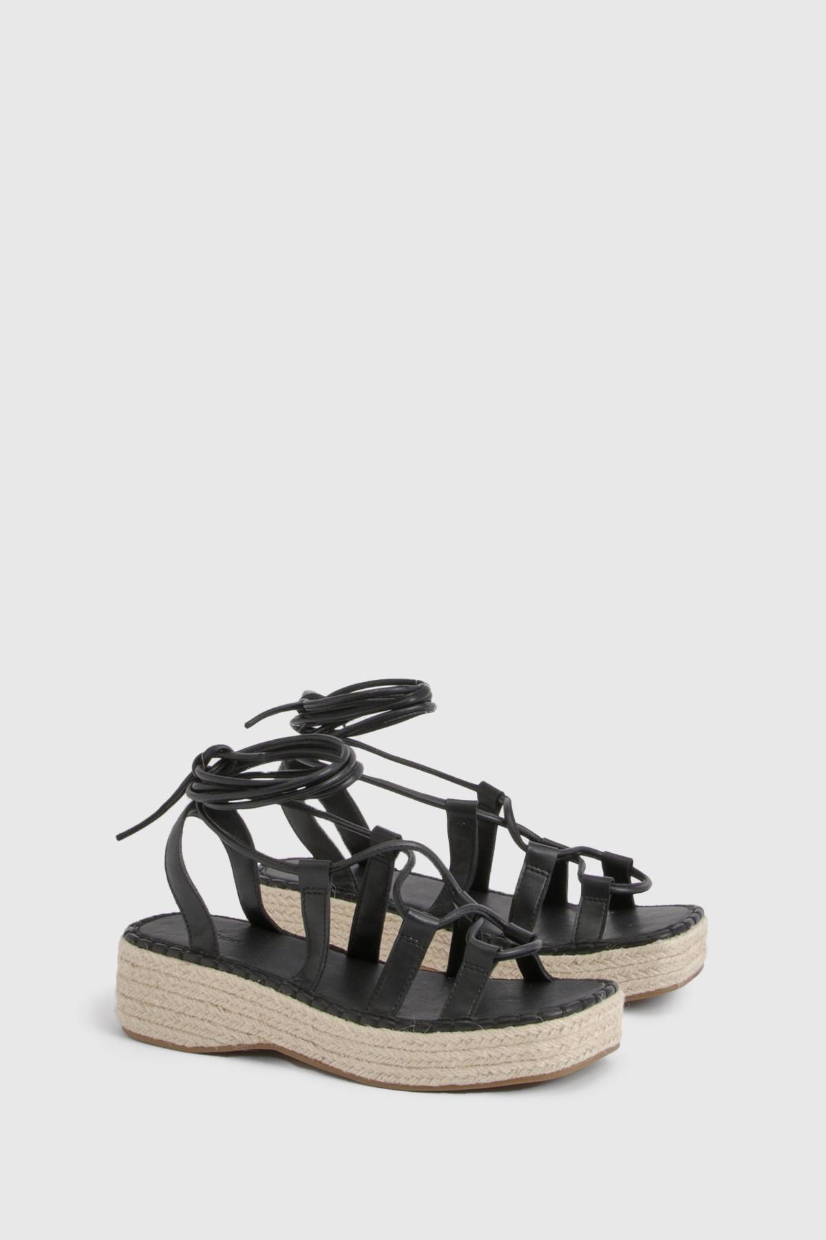 boohoo Sandales Compensées Espadrilles À Lanières Style Gladiateur