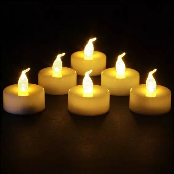 Lot de 6 Bougies LED vacillantes Chauffe-plat Blanc chaud