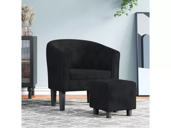 Fauteuil cabriolet avec repose-pied noir velours