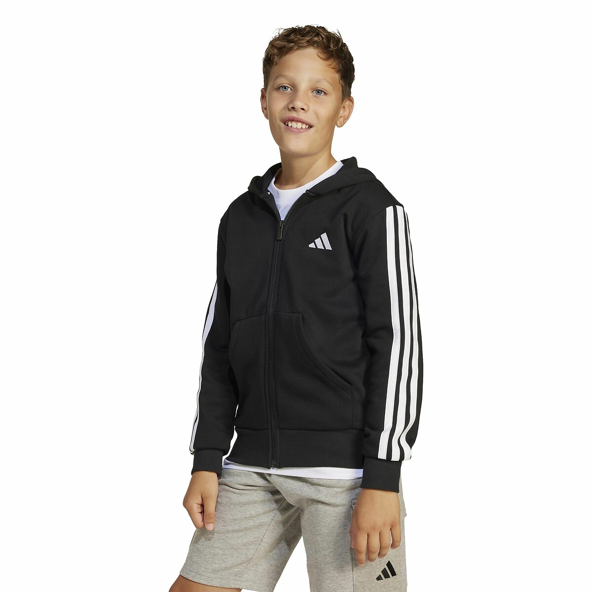ADIDAS ROUPAS ESPORTIVAS<br>Suéter com zíper em fleece escovado