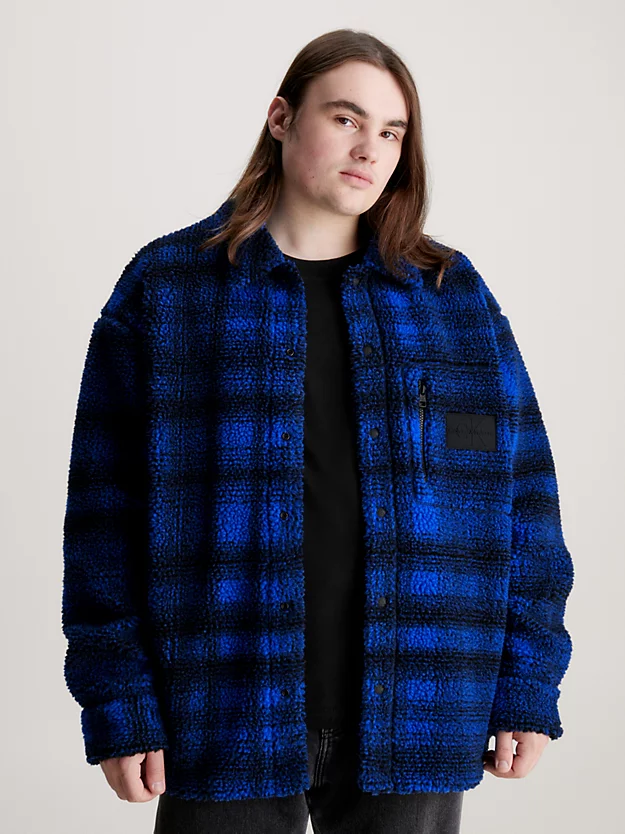 Jaqueta camisa xadrez sherpa