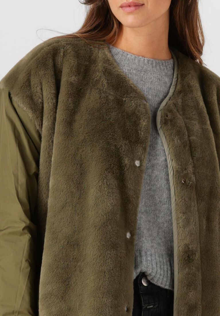 khaki ugg faux fur jas w amilea rev quilted jacket