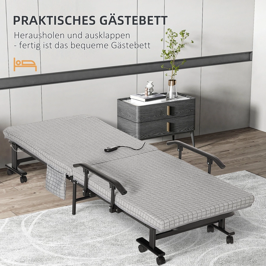 HOMCOM Klappbett mit Rollen grau, schwarz