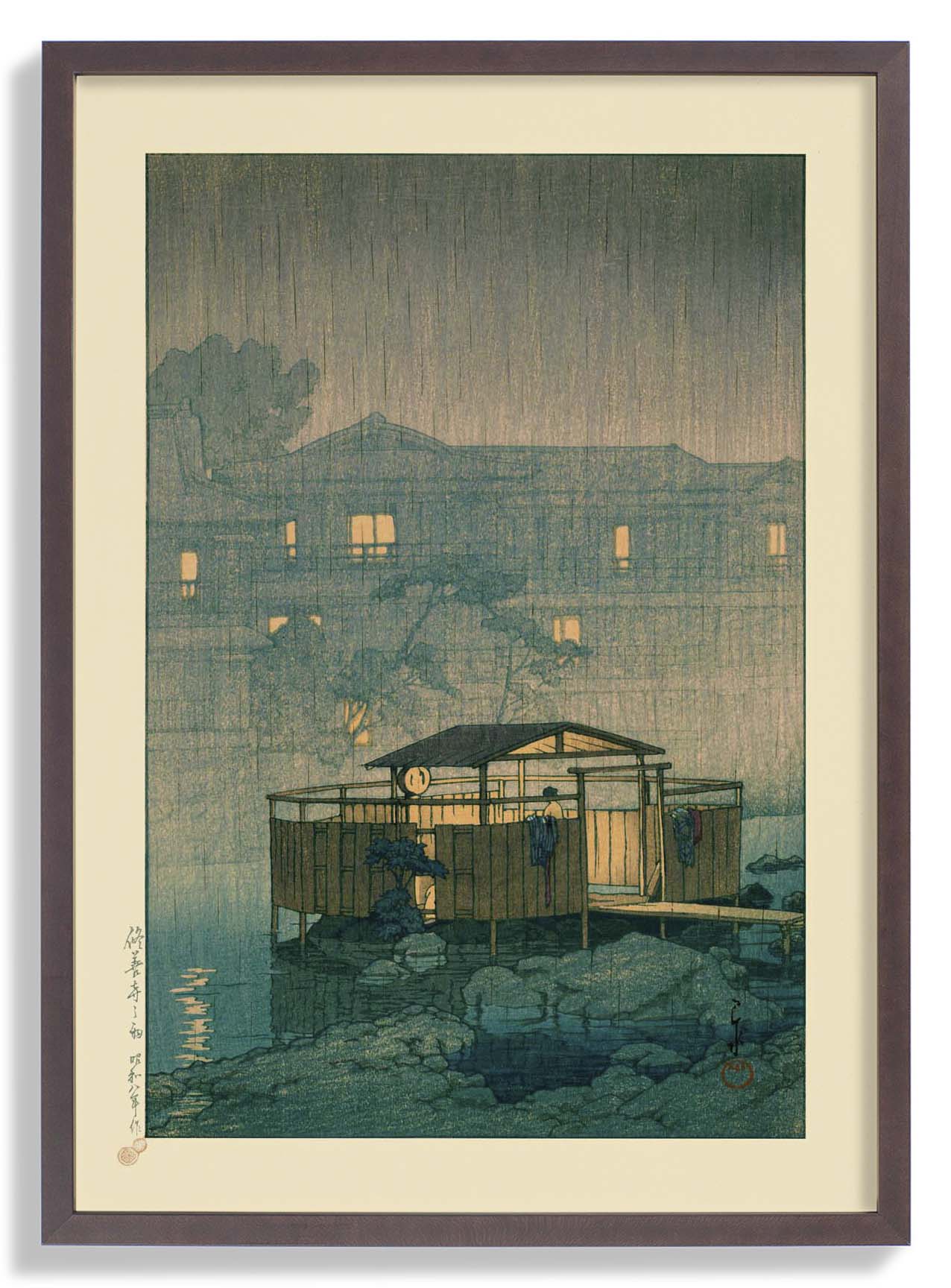 Shuzenji im Regen Kunstdruck von Hasui