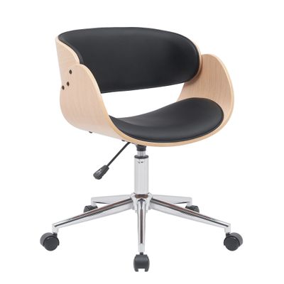 Chaise JUNON - Bois multiplis imitation chêne clair et polyuréthane noir