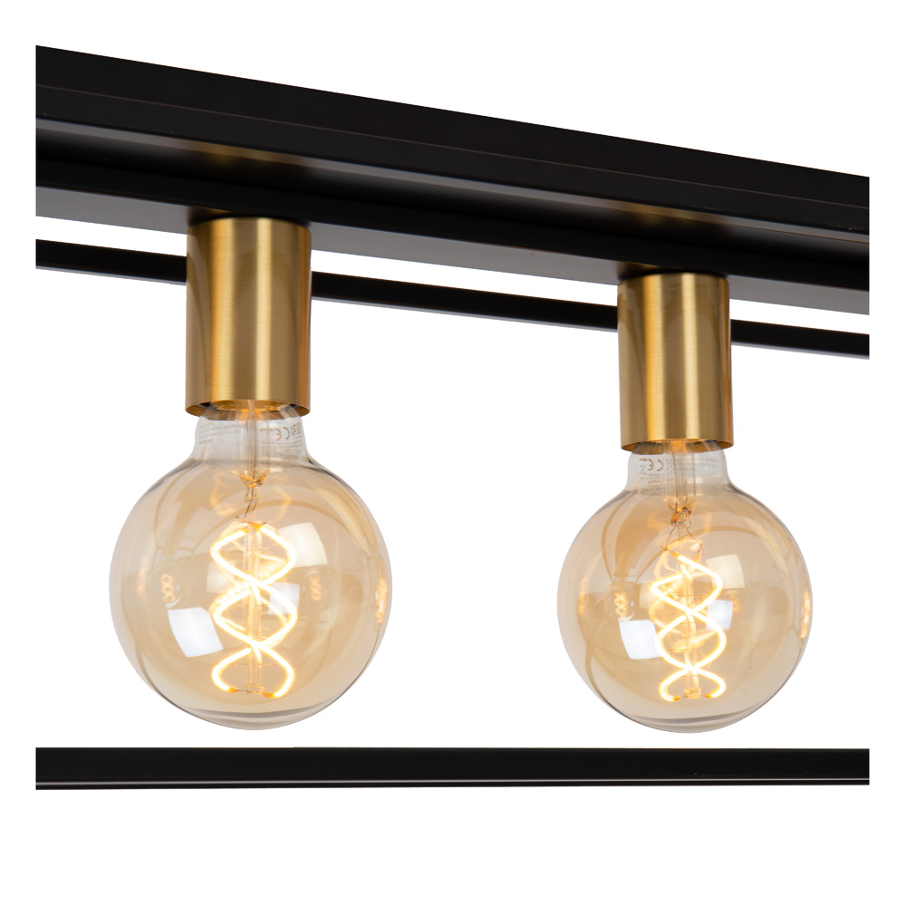 Lucide Ruben plafondlamp 90x20cm E27 zwart mat