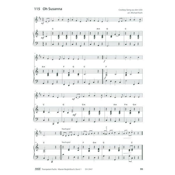 Hage Musikverlag Trompeten Fuchs Klavierbuch