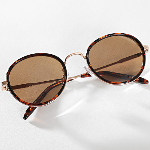 Lunettes De Soleil Doré Marron Fauve