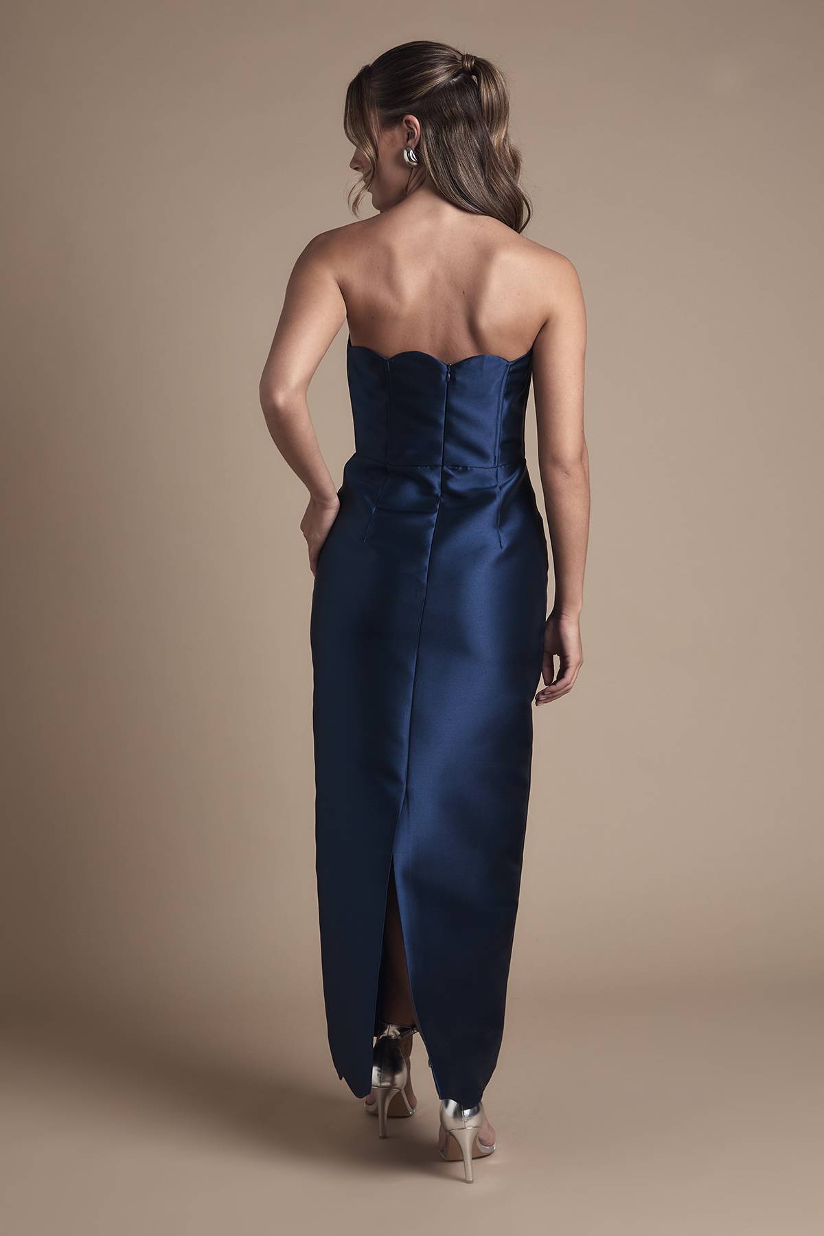 Coast Robe de Demoiselle d'Honneur Colonne en Sergé avec Détails Festonnés