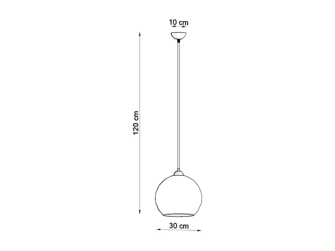 Lampes suspendues Ball minimaliste en acier/verre - 1 sources lumineuses - L.30 x H.120 cm - transparent