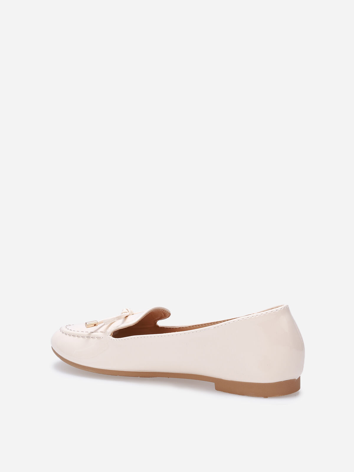 Mocassins slippers vernis à noeud- Beige