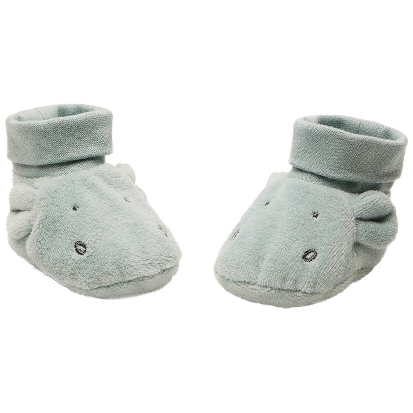 Chaussons en velours hippopotames pour bébé garçon - Bleu moyen