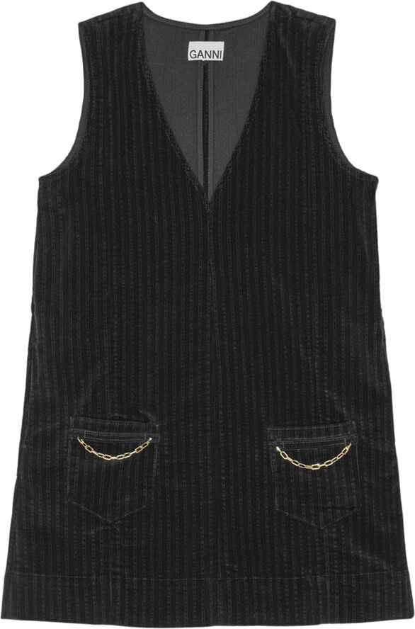 Ganni Stretch Corduroy Mini Dress Black