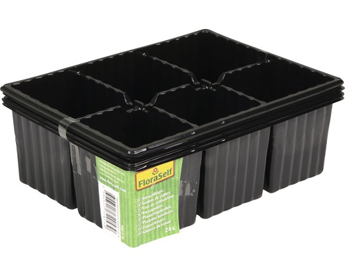 FloraSelf kunststof zaailingpotten, 4 plantbakken x 6 plantopties = 24 plantpotten, 18x14x6 cm